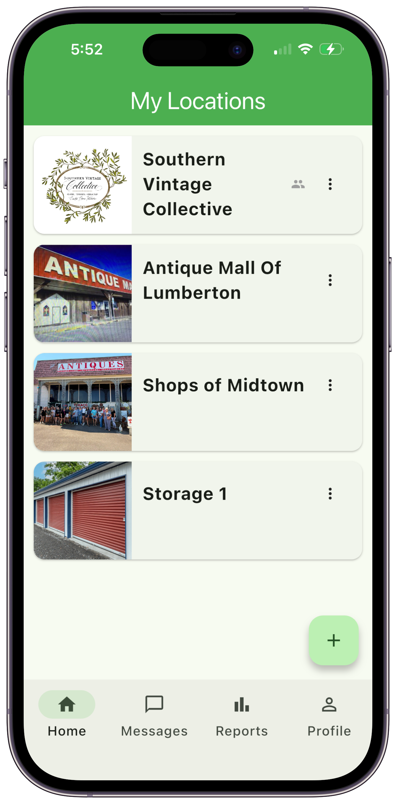My Locations screen showing booth inventory locations